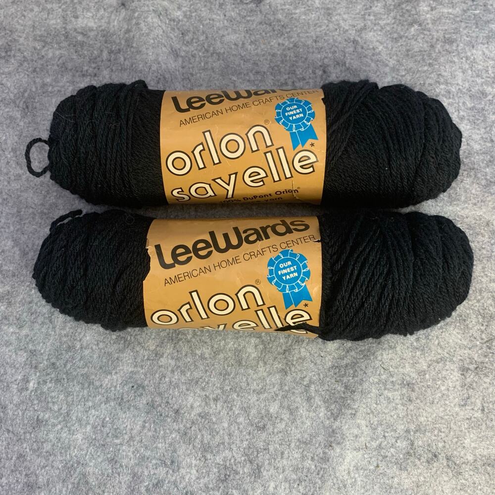 Lee Wards Orlon Seyelle Acrylic 4 Ply Yarn, Black 1039, Worsted Weight 2 Bundles
